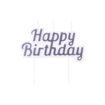 Candle Topper - Happy Birthday - Silver